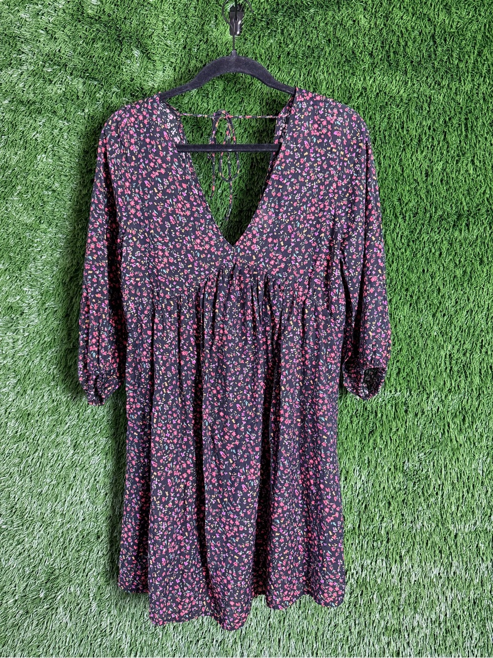 H&M Black Tunic with Pink Floral Print